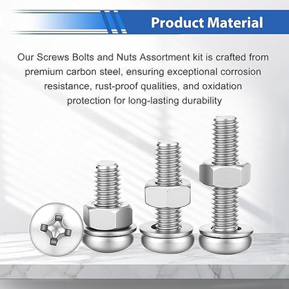 smseace 570Pcs M3 Screws Assortment Kit M3x6/10/14/16/20mm 5-Sizes Bolt Washer Assortment Kit for Machinery, Furniture, Automotive,DIY, 3D Printer, Motorcycle Repairs