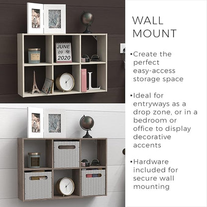 ClosetMaid 5430 Mini 6-Cube Desktop or Wall Mount Organizer, Bleached Walnut