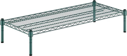 18" x 42" x 8" Green Epoxy Wire Storage Shelf, Dunnage Rack, Commercial 1 Tier Small Shelf