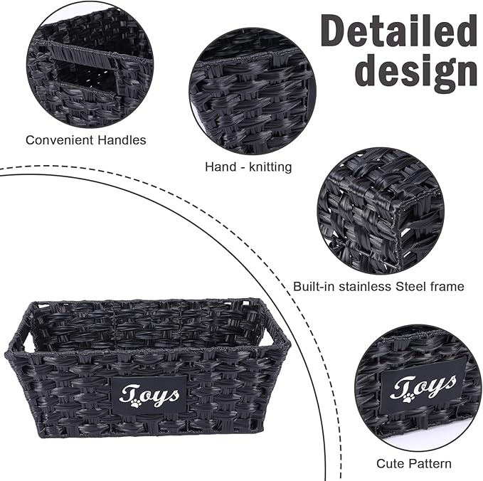 Dog Toy Basket Large Woven Bin Toy Storage Organizer for Living Room Pet Toy Basket with Handles Stylish Dog Toy Bin for Home,Ideal Gift for Pet enthusiasts