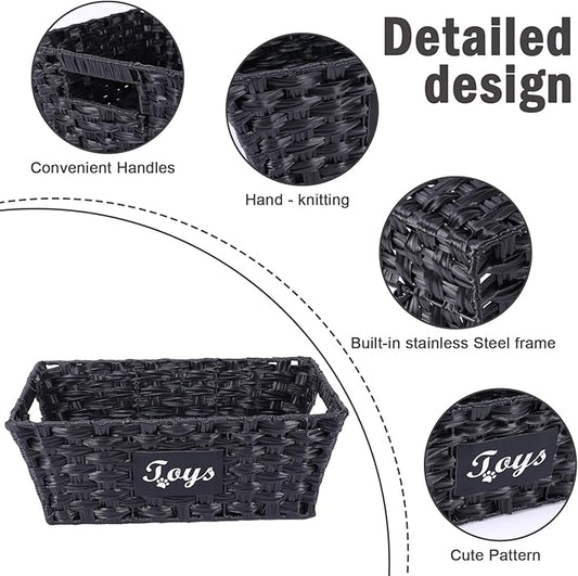 Dog Toy Basket Large Woven Bin Toy Storage Organizer for Living Room Pet Toy Basket with Handles Stylish Dog Toy Bin for Home,Ideal Gift for Pet enthusiasts