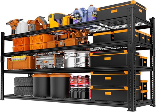 Storage Shelves Heavy Duty, 60" L x 24" W x 60" H Garage Wire Shelving Unit Loads 2640LBS, 4-Tier Adjustable Metal Industrial Utility Shelf Rack for Kitchen, Laundry Room, Pantry, Warehouse, Basement