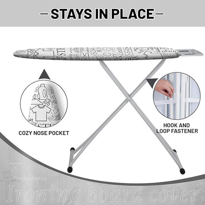 Extra Thick Ironing Board Cover and Pad, 15x54 Ironing Board Cover, Resist Scorching and Staining,Elastic Edges,Art of Life Iron Sew Laundry Wash