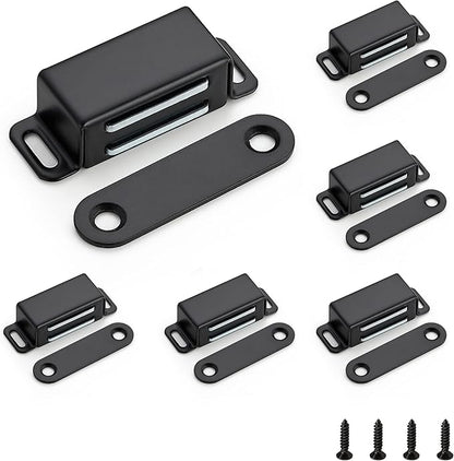 Ravinte 6 Pack Black Magnetic Door Catch, Matte Black Cabinet Magnets, Strong Magnetic Catch Latch for Kitchen Cabinets, Drawers & Cupboards, Stainless Steel Closures