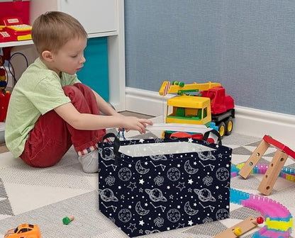 Rectangular Kids Baskets Star Basket Kids Storage Bins Girls Basket Cute Storage Bin Organizer Box Room Decor for Home(Starlit sky)