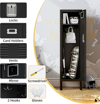 Metal Kids Locker,Metal Cabinet Storage Lockers,Lockable for Employees with Door,54" Height Steel Locker,Lockable Steel Locker for Children's Room, Playroom, School,Gym