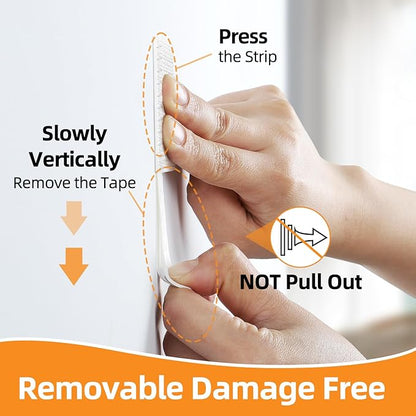 Picture Hanging Strips 80 Strips, Damage Free Removal, Wall Poster Picture Hangers Without Nails, Sticky Hook & Loop Adhesive Strips for Poster/Picture/Home/Office, 40 Pairs/Medium, White