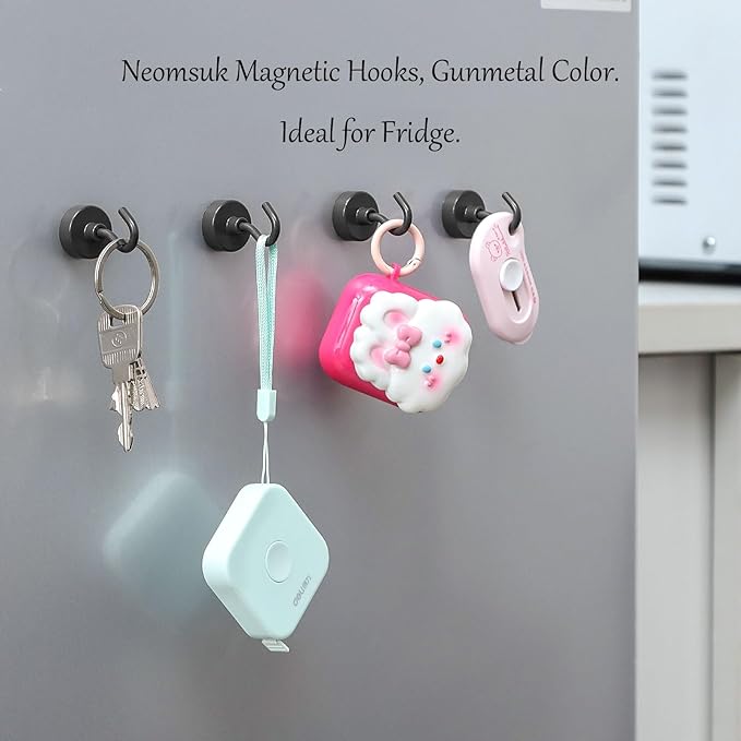 Neosmuk Magnetic Hooks, Heavy Duty 40lb+ Strong Magnet Hook for Cruise Cabins, Cruise Ship Essentials for Hanging, Metal Wall Refrigerator Hangers (Grey, 10 Pack)