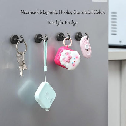 Neosmuk Magnetic Hooks, Heavy Duty 40lb+ Strong Magnet Hook for Cruise Cabins, Cruise Ship Essentials for Hanging, Metal Wall Refrigerator Hangers (Grey, 10 Pack)