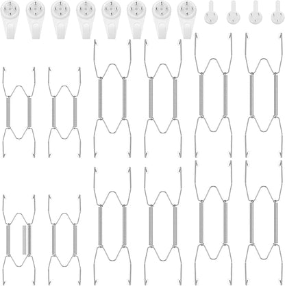 Hotop 12 Pieces Plate Hangers for Wall Stainless Steel Wire Invisible Heavy Duty Plate Hangers Display Holders with 12 Pieces Hooks for Wall Decorative(6/8/10 Inch,Silver)