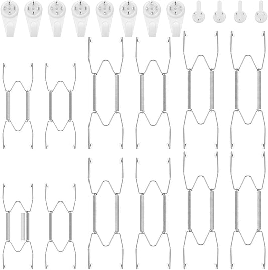 Hotop 12 Pieces Plate Hangers for Wall Stainless Steel Wire Invisible Heavy Duty Plate Hangers Display Holders with 12 Pieces Hooks for Wall Decorative(6/8/10 Inch,Silver)