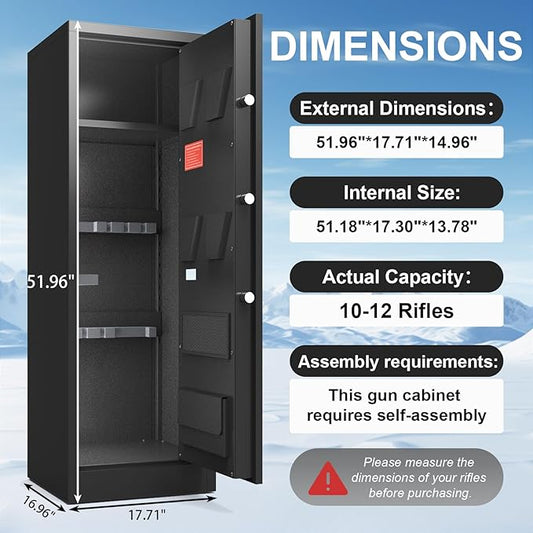 SHICHI 10-14 Gun Cabinet, Electronic Gun Safe for Rifles and Pistols, Gun Cabinet with Adjustable Shelves, Long Gun Safe with Dual Alarm & Mute Mode, Large Rifle Safes for Home