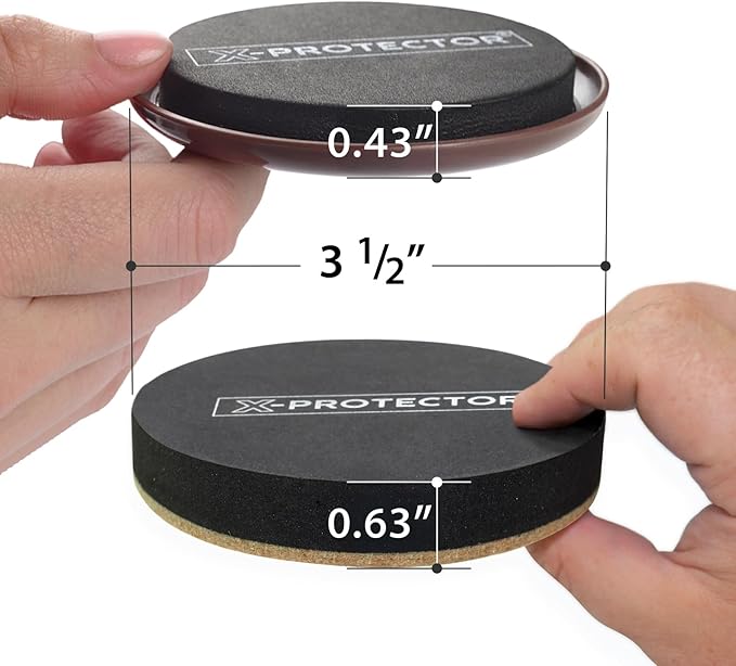 X-Protector Furniture Sliders - 8 PCS 3 1/2" - 4 Furniture Sliders Hardwood Floors & 4 Furniture Sliders for Carpet - Moving Pads for All Floor Types! Reusable Sliders to Move Furniture Easily!