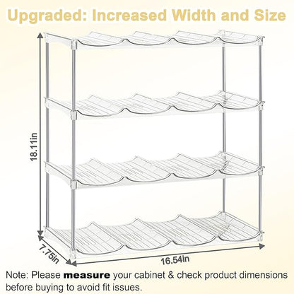Water Bottle Organizer - Stackable Water Bottle Holder for Cabinet, Large Compartment Tumbler Organizer Wine Racks, Kitchen Organization and Storage for Stanley Cup Holder, 4 Tier Hold 16