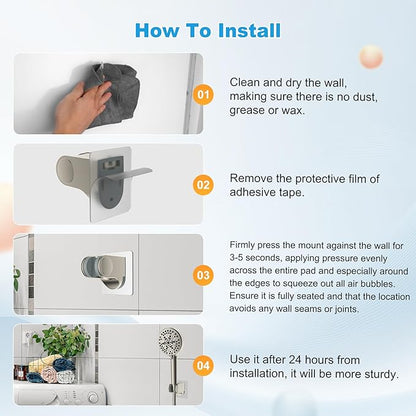Hibbent 2 Pack Shower Head Holder, Strong Adhesive and Waterproof Handheld Shower Holder, Height Adjustable Wand Bracket, Wall Mount, No Drilling, Brushed Nickle