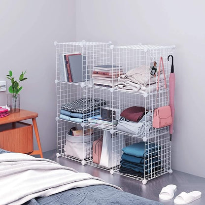 C&AHOME Wire Cube Storage, 8-Cube Organizer Metal C Grids Storage, Storage Bins Shelving, Modular Shelves, DIY Closet Cabinet Ideal for Living Room, Home, Office 24.8" L x 12.4" W x 48.4" H White