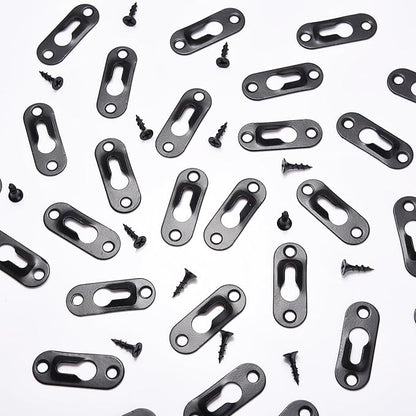 Ripeng 30 Pcs Single Keyhole Hangers Picture Hanger with 60 Pcs Screws Metal Keyhole Hanging Brackets Fasteners for Wall Mirror Picture Frames, 43 x 16 mm(Black)