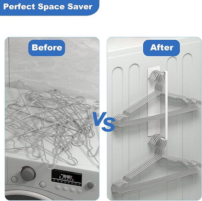 Magnetic Hanger Organizer, Thipoten Hangers Holder for Washing Machine, Holding up to 30 Velvet/Wire/Plastic Hangers, Perfect Space Saver for Laundry Room (1, White)