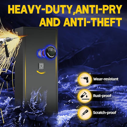 12-15 Large Gun Safe for Rifles and Pistols, Gun Cabinets for rifles and shotguns with Digital Keypad and Alarm Mode, Easy Assembly Rifle Safe for Home, Internal Lockable Box & Removable Shelves