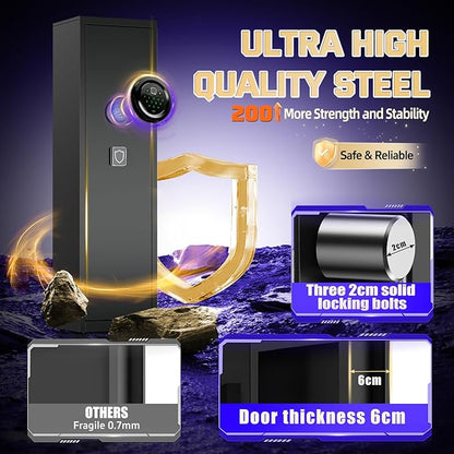 6-9 Gun Safe for Rifles and Pistols, Quick Access Gun Cabinets for Rifles and Shotguns with Digital Keypad, Rifle Safe with Removable Shelves and Alarm System, Easy Assembly Gun Locker