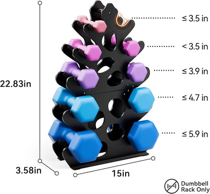 4 Tier Dumbbell Rack, Weight Rack For Home Gym, Dumbbell Stand for Free Weights