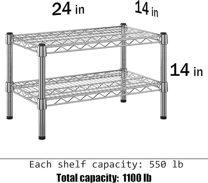 14" Deep x 24" Wide x 14" Height Wire Shelving Kit | 2-Tier | NSF Commercial Storage Rack Unit