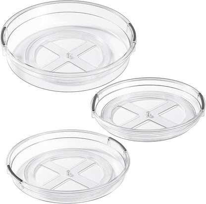 LAMU 3 Pack Lazy Susan Organizer Turntable for Cabinet, Pantry Organizers and Storage, Rotating Condiment Organizer for Kitchen, Table Top, Fridge, Countertop, Spice Organization, 9.25'' 10.6'' 12''