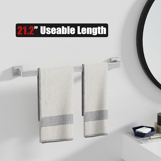 20-Piece Brushed Nickel Bathroom Accessories Set – 23.6" Towel Bar, Towel Ring, Toilet Paper Holder & Hooks, Wall Mounted Bathroom Hardware, Rust & Corrosion-Resistant, Ideal for Modern Bathrooms