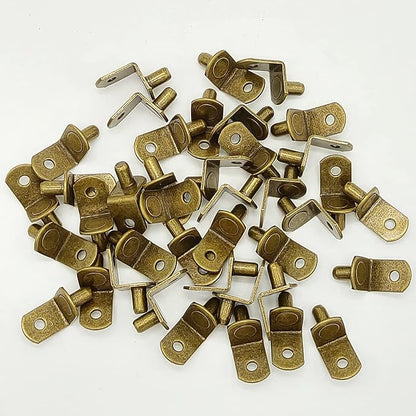 40 Pcs Shelf Pins Pegs,1/4 Inch L-Shaped Shelf Support Pegs,Bookshelf Pegs for Shelves,Cabinet Shelf Bracket Pegs with Hole,Shelf Pins Holders for Kitchen Furniture & Closet,Bronze Tone