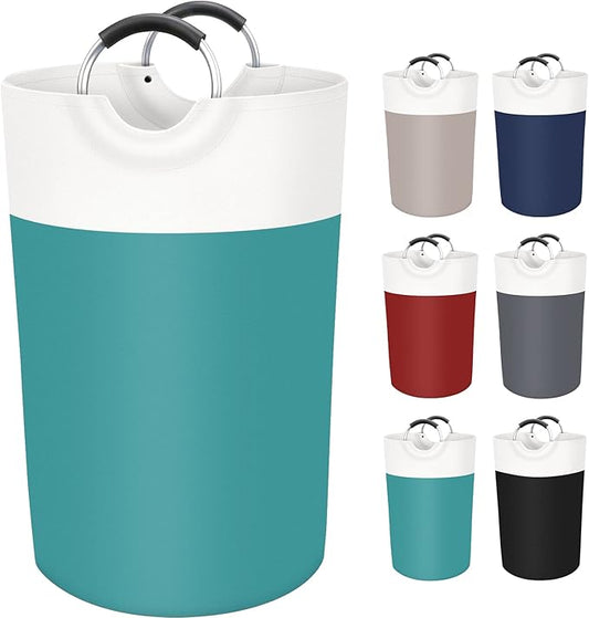 BlissTotes 115L Laundry Basket, Freestanding Laundry Hamper, Collapsible Dirty Clothes Hamper, Waterproof Fabric with Foam Protected Aluminum Handles for College, Dorm, Family (Green)