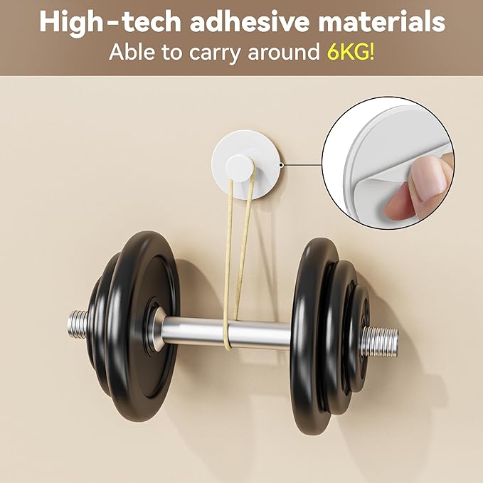 White Adhesive Wall Hook for Coat and Towel: Extra Sticky 12 LB (Max), Stainless Coat Rack Door Holder Hanger, 6-Pack Heavy Duty