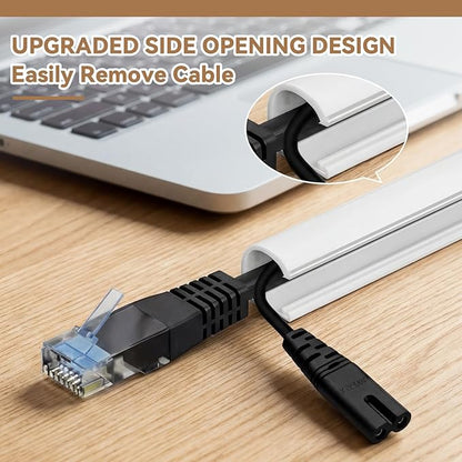 Tatuo 2 Pcs Silicone Wall Wire Hider, 10 ft Each, Self-Adhesive Flexible Cord Hider Wall, Side Open Wire Covers Cable Concealer for Mounted TV, Home Office Management(1.08” W X 0.44” H)