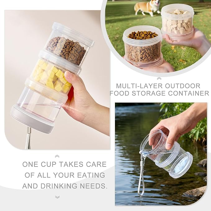 2025 Upgraded Airtight Dog Treat Container, Leak-Proof Stackable Pet Food Jar 2/3/4 Layers, Portable with Lanyard for Outdoor, Travel, Training & Home, Food-Grade PP (2-Layer)