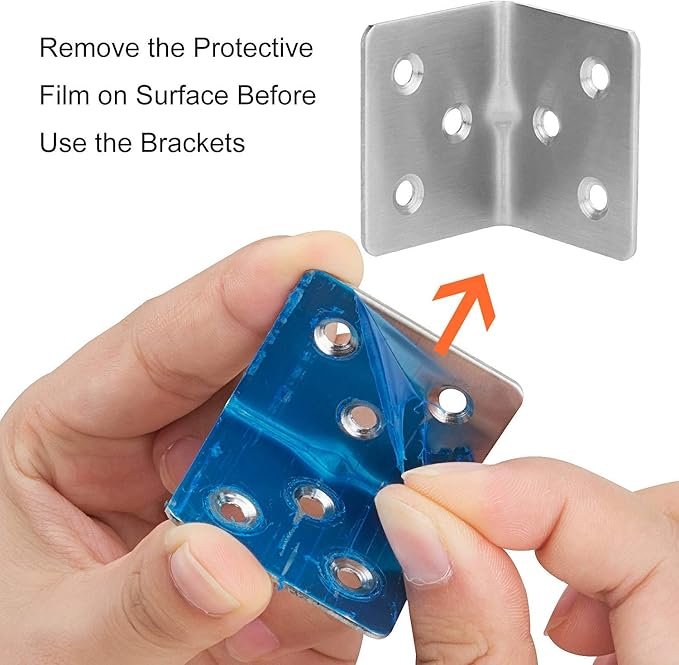 64 PCS Sliver Corner Brace, Stainless Steel 38MM X 30MM X 30MM Heavy Duty L Bracket for Furniture, Corner Steel Joint Right Angle Shelf Support Corner for Shelves, Furniture and Cabinet, Round End