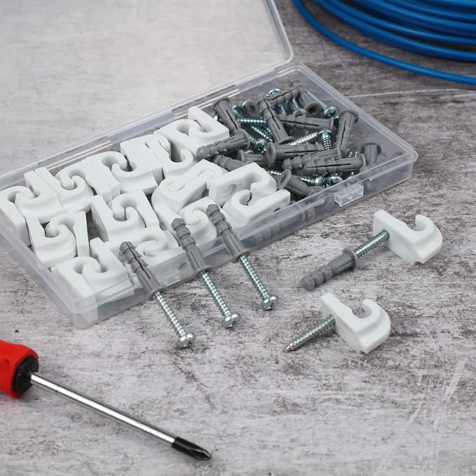 Amyhill 100 Pieces Wire Shelf Clips Down Wall Brackets Wire Shelving Accessories Plastic Heavy Duty Shelf Bracket Clips for Metal Shelving Screws and Expansion Tube Not Included (White)
