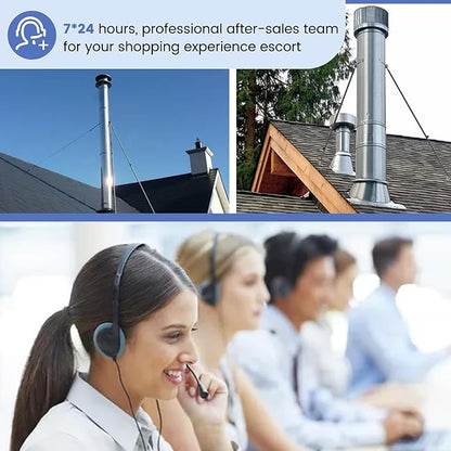 2025 Update Silver Plated High-End Ebusin 8" Extended Roof Bracket Supports Chimney Stove Pipe for DuraVent Triple Wall 4" I.D ,Suitable for All Outer Diameters of 8", Stability Against Wind & Snow