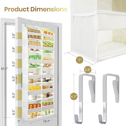 HOMELUX THEORY UPGRADED 6 Tiers Over The Door Organizer Hanging - 100D EXTRA THICK & 50lbs HUGE CAPACITY, 12 Side Mesh Pockets Over The Door Shoe Organizer, Hanging Closet Organizer (Transparent, XL)
