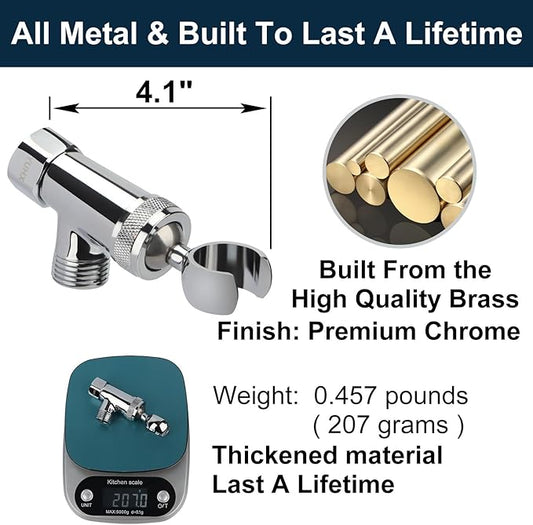 YUHX All Metal Shower Head Holder and Hose Stainless Steel Extra Long 6 ft,Adjustable Handheld Shower Arm Bracket,Premium Chrome