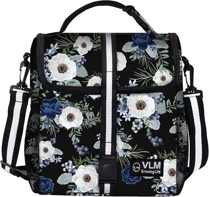 VLM Lunch Box for Women, Insulated Lunch Bag Women with Adjustable Shoulder Strap, Cute Lunch Tote Bag for Work,Picnic,Camping