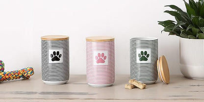 Bone Dry Paw & Patch Ceramic Pet Collection, Treat Canister, 4x6.5, Black,Treat Canister, 4x6.5,5742
