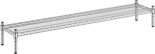 12" x 60" x 8" Chrome Wire Storage Shelf, Dunnage Rack, Commercial 1 Tier Small Shelf