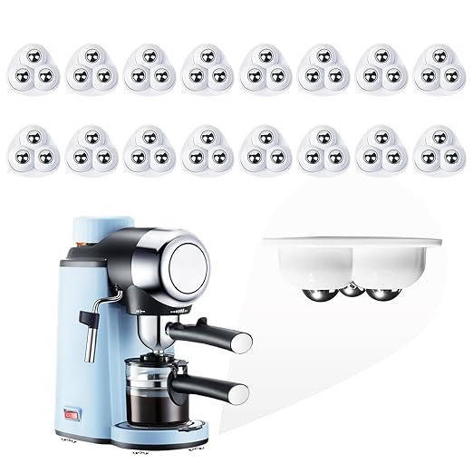 Self Adhesive Caster Wheels for Countertop - Furniture Sliders & Appliance Rollers for Kitchen, Coffee Machine, Blender, Oven - Easily Solves The Problem of Desktop Sliding (White, 16pcs)