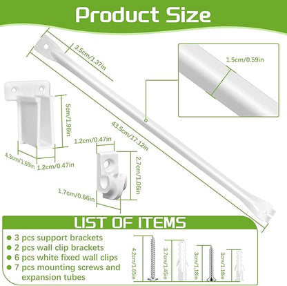 12 Inch Heavy Duty Shelf Brackets, Wire Shelf Brackets Set Include 3 Support Brackets, 2 Wire Shelf End Brackets, 6 Wall Clips, with Screws, Wire Shelving Accessories for Garage, RV, Kitchen, Closet