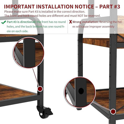 TFK 3-Tier Printer Stand with Drawer, Adjustable Shelf, Rolling Casters, 23.6 x 18.9 x 30 Inch Heavy Duty Printer Cart for Home Office, Large Printers, 3D Printers, Fax & Heat Press, Brown