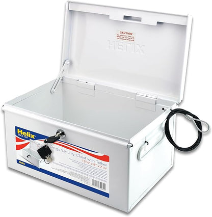 Helix - All-Metal Lockable Drugs Security Chest 12.5" x 7.25" x 8" - Ideal for Schools, Nursing Homes, Camps - Securing Valuables - Rugged Security - Durable Steel Construction, Spacious Interior