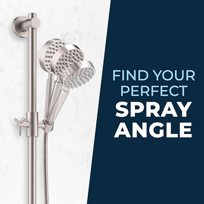 HammerHead Showers® Solid Metal 27.5 Inch Shower Slide Bar for Hand Held Shower Heads, Brushed Nickel | Adjustable Height Showerhead with Hose Rail System | Easily Adjust Height & Angle of Handshower