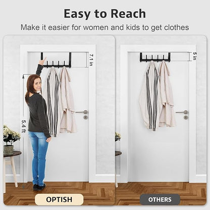 Over The Door Hooks, Door Hanger Hooks for Hanging, Over The Door Towel Racks for Bathroom, Coat Rack Door Towel Hanger Towel Hooks (1Pack, Black)