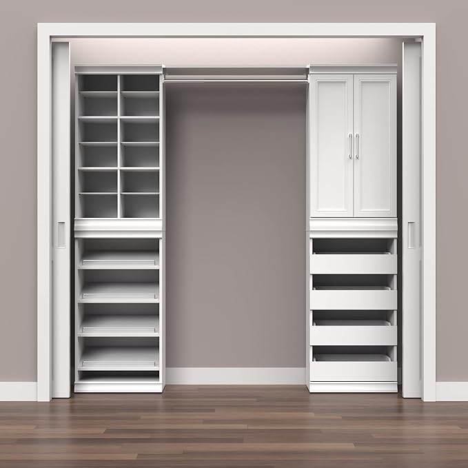 ClosetMaid Modular Storage Shelf Unit with Angled Shoe Shelves, White