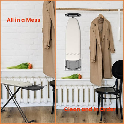 Ironing Board Hanger Wall Mount Ironing Board Holder Organizer Wall Rack for Laundry Rooms Space-Saving Storage Rack Hanging Shelf Hanger with Screws(Black)