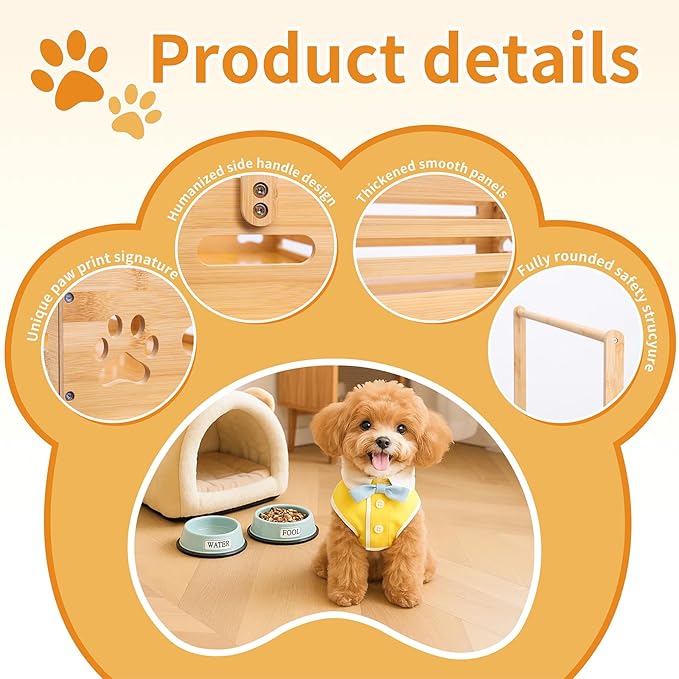 Baby Clothing Rack for Toddler, Pets, Bamboo Clothes Rack with Adjustable Hanging Rod, Storage Shelf & Handle, Nursery Organizer for Baby Shower, Dogs and Cats